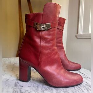 HERMES burgundy ST GERMAIN ANKLE BOOTS SIZE 38.5
